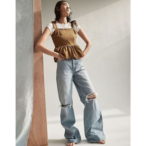 NWOT Madewell Rosalie Tie-Strap Top in Daisy Stitch Peplum Size XXL - Picture 13 of 17